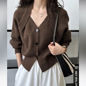 Commense Patchwork V-neck Button Sweater NWT Size small